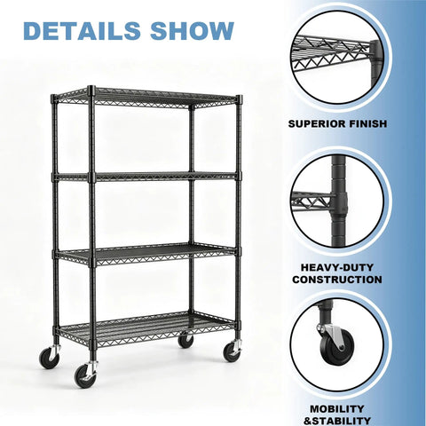 4 Tier Metal Shelving Unit for Garage Storage Ultra Heavy Duty Carbon Steel Rack With Adjustable Heights Sturdy 2100 Lbs