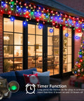 Ultra Bright 1280 LED Christmas String Lights 131 Ft With 240 Drops, multicolor decor on patio door, timer function, tree