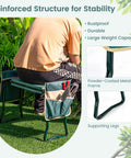 Two In One Garden Kneeler Bench With Large Tool Pouches Grab And Go Foldable Kneeling Pad And Seat With EVA Foam Cushion in use