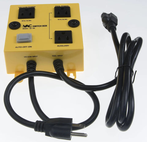 Certified Safe Wall Switch Box Utilizing Legit UL And CSA Ratings For Smooth Auto Off And On Modes Providing Dead Reliable Home Circuit Control And Super Chill Zero Hassle Setup, showing yellow casing with dual outlet and cables.