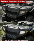 Headlight Housing Front Left And Right For Polaris Sportsman 500 2005-2010 before and after upgrade