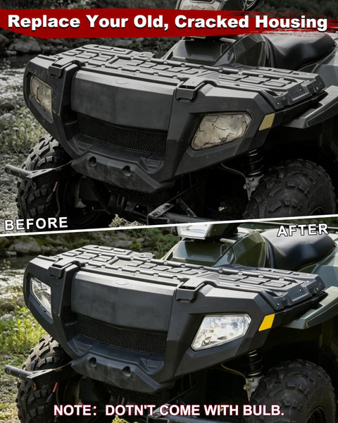 Headlight Housing Front Left And Right For Polaris Sportsman 500 2005-2010 before and after upgrade