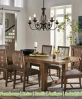 Dining room with Six Light Farmhouse Candle Chandelier For Living Room And Kitchen, Rustic Industrial Pendant Ceiling Light Fixture, vintage decor