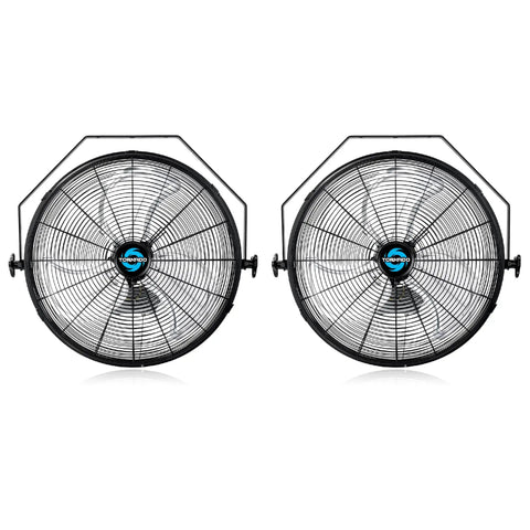 2 Pack 18 Inch High Velocity Industrial Wall Fans With TEAO Enclosure Motor, 4000 CFM, 3 Speed, black metal grille