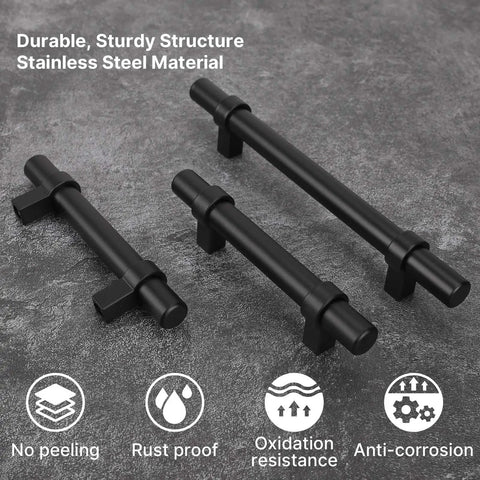 Dope Matte Black Cabinet Pulls Set, 25 Count, 3.75 Inch Center To Center Stainless Steel Drawer Knobs, rust resistant design