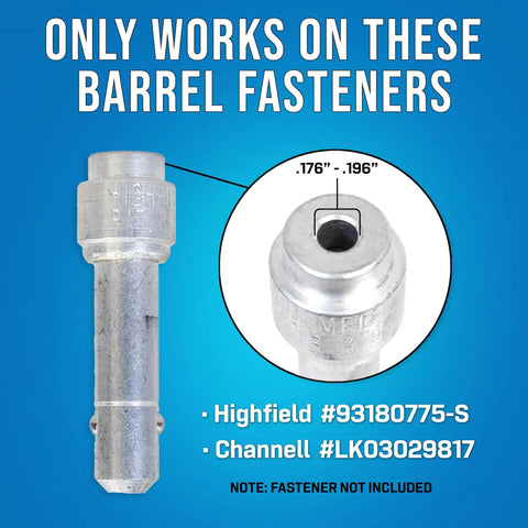 Steel Barrel Fastener Plunger Tool For CATV Installations Fits Barrel Fasteners 0.176 to 0.196 Inches Highfield Channel