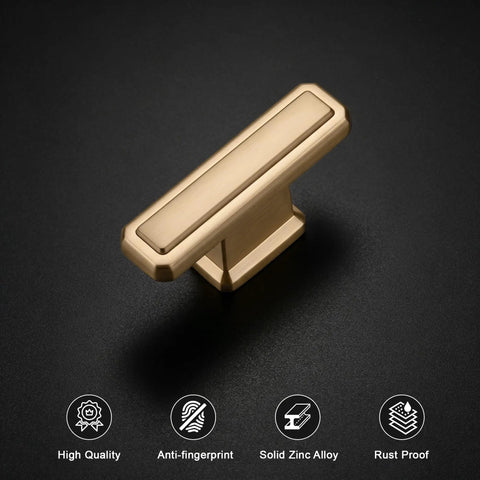 10 Pack Single Hole Cabinet Handles In Champagne Bronze For Kitchen Cabinets, Zinc Alloy Solid Cupboard Drawer Pulls, 2 Inch Overall Length