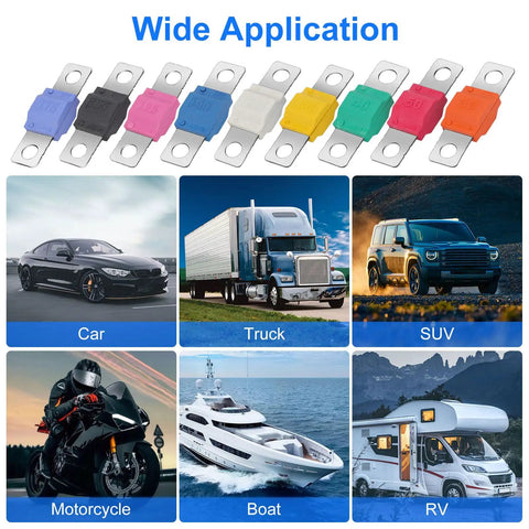 18 Piece Midi Fuse Kit With 30A To 175A High Current Automotive Fuses For Car, Truck, RV, Marine, Boat And Solar System with vehicles