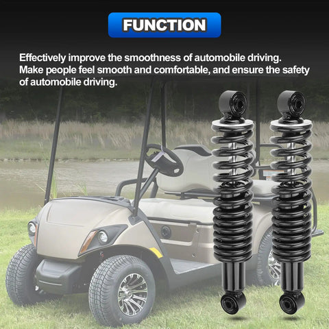 Rear Golf Cart Shock Absorbers Heavy Duty With Steel Springs And Matte Black End Links Solid Replacement Suspension Kit For Yamaha G16 G19 G22 G29 Gas Whips Ready To Roll on golf cart with springs.