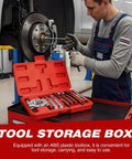 Mechanic using Heavy Duty Bearing Separator And Puller Kit 9 Piece Wheel Bearing Removal Tools Set With Portable ABS Case