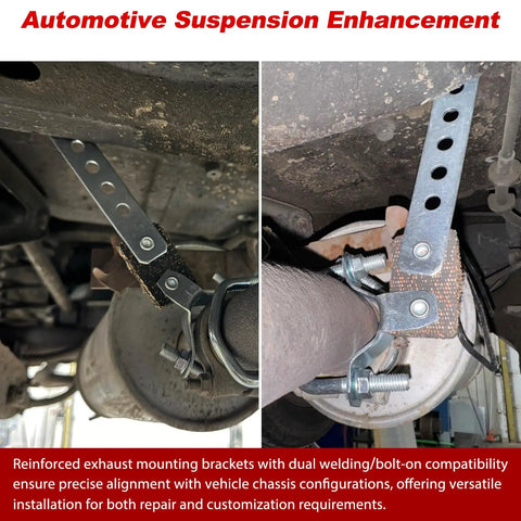 Heavy Duty Exhaust Hanger Kit Two Pack Universal Flexible Muffler Bracket With Anti Vibration Design installed under vehicle
