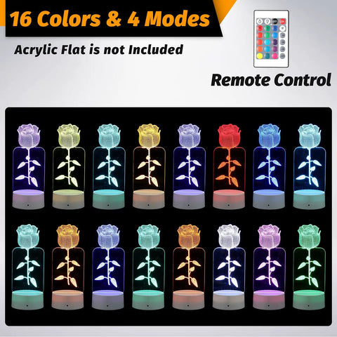 Color Changing LED Lamp Base With 16 Colors 3D Night Light For Acrylic And Resin Glass Display USB Powered Remote Control Touch Switch 24 Sets Included For Easy Art Studio Vibe And Bright Colorful Artwork