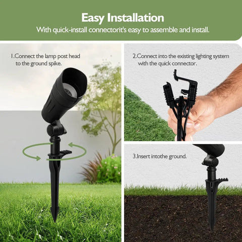 Low Voltage LED Landscape Spotlights 12V Garden Lights With Connectors 7.5W 3000K Warm White Outdoor Lights Installation