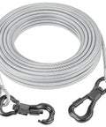 15Ft Reflective Tie Out Cable For Dogs Up To 250 Pounds, Heavy Duty Stainless Steel Wire Leash With Dual Fix Buckle coiled