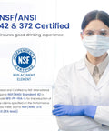 NSF certified lab technician showcasing PF-01A Water Filter Replacement For Waterdrop Pitcher And Dispenser NSF 42 372 certified