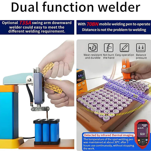 Pro Grade Portable Battery Spot Welder With Energy Storage Pulse Power Up To 11.6KW 110 220 Volt Condensing Battery System