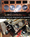 Cylinder Head Alignment Pins Kit, 4 Piece Dowel Pins For Gen 3 4 5 LS LT Engines in engine block installation view.