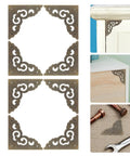 Retro Zinc Alloy Corner Guards 12 Piece Set for Boxes and Cabinets in antique bronze carved metal on furniture