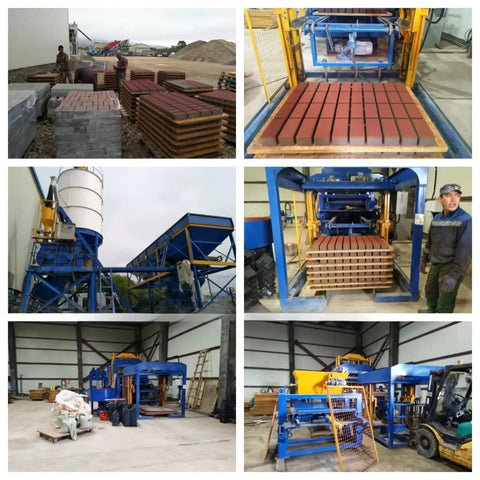 Straight Up Heavy Duty Concrete Block Making Machine Built Tough To Crank Out Durable Paving Bricks And Structural Blocks Without The Headache For Active Job Sites And Workshops, featuring multiple views with blocks.