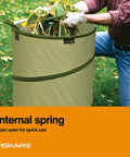 Kangaroo Collapsible Garden Bag For Yard Waste 10 Gallon Pop Up Bag in use, collecting leaves and yard debris