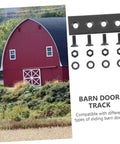Sliding Barn Door Track Connector Set Replacement Mending Plates For Durable Barn Door Hardware shown with red barn image