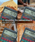 Spanish Display Construction Master 5 Foot Inch Fraction Calculator for layout and cut lists in building sites.