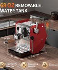 Heavy Duty Semi Automatic Espresso Maker With 15Bar Extraction Power And Quick Dial Milk Frother Steam Wand For Dope Shot Pulls And No Hassle Home Kitchen Setup with 68 oz removable water tank.