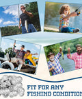 Collage of anglers with fish using 24 Piece Disc Sinker Fishing Weights Set For Saltwater And Freshwater Angling Pro Grade Beefy Lead