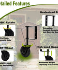 Diagram showing 4.3 Inch Heavy Duty Gate Wheel With Spring Loaded Caster TPR Non Slip Wheel Industrial Bearings features.