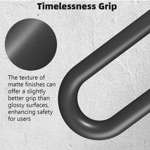 Boss Grade Rock Solid Wall Mount Hand Rail No Sweat Grip U Shape Safety Grab Bar For Indoor Outside Porch Steps Garage Entryway 16 Inch Durable Steel Stair Handle textured matte finish for better grip and safety