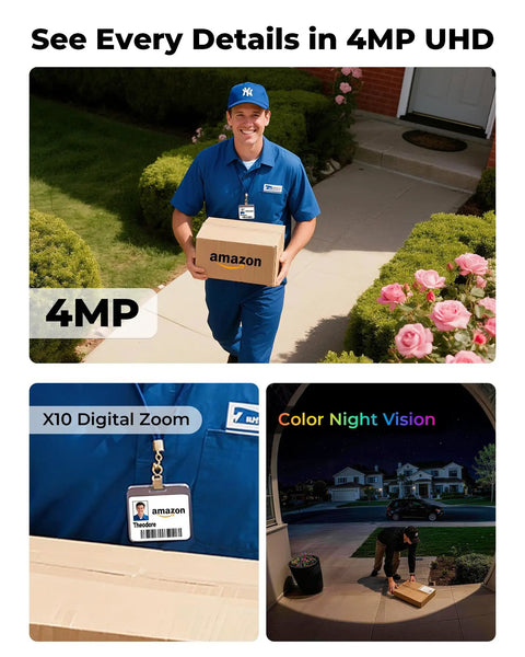 Wireless Outdoor Security Camera Kit With 5G And 2.4G WiFi No Monthly Fees 2 Camera 4MP Solar Powered Home Surveillance System delivering package