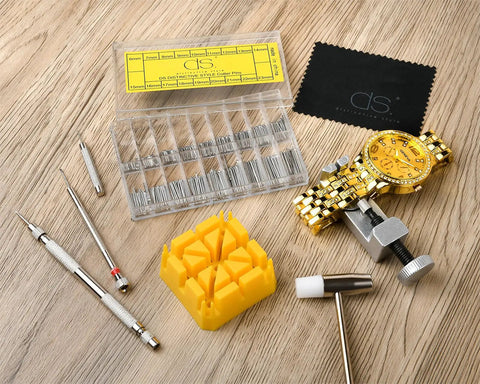 360 Piece Watch Band Link Cotter Pins Set 6 To 23mm Stainless Steel Repair Kit for Metal Watch Straps, tools, and storage box.