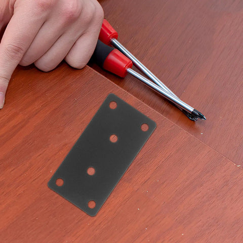 Heavy Duty Stainless Steel Corner Braces And Flat Plate Straight Brackets with screwdriver on wood table