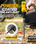 18 Inch Heavy Duty Screw In Ground Anchors Deliver A Hardcore 1000 Lb Hold Made From Tough Tungsten Steel With Easy Detachable Carabiner Clips For Swing Sets Tents Gazebos And Trampolines 4 Pack shown being installed with a drill.