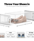 12 Pack Clear Shoe Storage Boxes For Closet Organization, Stackable And Foldable Sneaker Racks, Space Saving Dustproof Containers