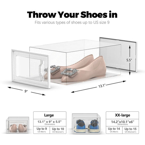 12 Pack Clear Shoe Storage Boxes For Closet Organization, Stackable And Foldable Sneaker Racks, Space Saving Dustproof Containers