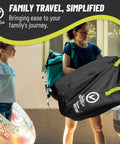 Extra Large Stroller Travel Bag With Padded Backpack Straps For Air Travel being placed in a car trunk
