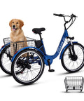 Three Wheel Electric Trike For Adults And Seniors With 48V 13Ah Battery Powerful Motor GCC And UL Certified Safety UL 2849 UL 2272 Smooth Stable Ride For Daily Commutes And Easy Cruising, blue trike with basket