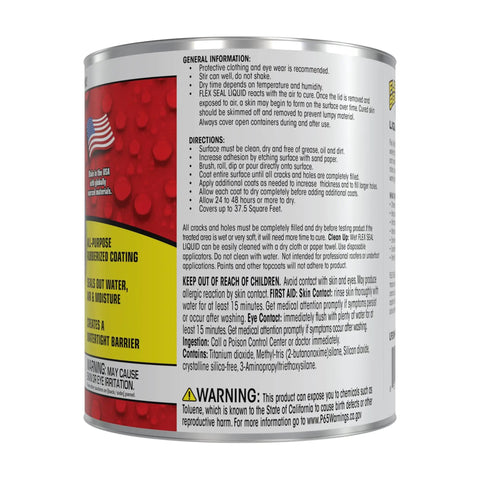 Side view of 32 oz Liquid Rubber Coating Sealant For Waterproof Flexible UV Resistant Protection On Roofs Basements RVs Campers