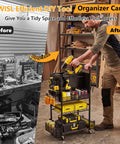 Heavy Duty Four Tier Metal Rolling Tool Cart With Pegboard And Storage Baskets For Garage And Shop Use Mobile Tool Organizer Keeps Tools And Parts In Reach For DIY Projects