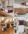 Beast Mode 270 Degree Air Filtration System with Built In Ionizer and 1080 CFM Dust Collector in various workshop settings
