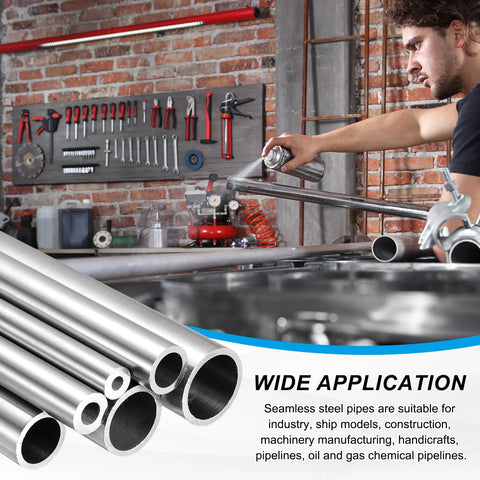 uxcell 304 stainless steel tubes; seamless round pipes, 9mm ID/15mm OD, 305mm length