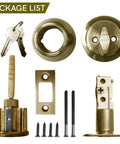 Package contents of Keyed Alike Single Cylinder Deadbolt Lock Set 4 Pack With Polished Brass Finish For Front Or Exterior Doors