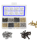 1600Pcs 2mm Phillips Flat Head Self Tapping Tiny Screws Set For DIY Woodworking And Electronics Cabinets Mini Screw Kit In Gold Silver Bronze Black Finishes For Precision Crafting And Micro Projects in assorted compartments