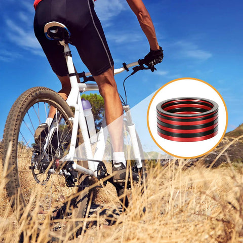 Cyclist on mountain trail with 20 Piece Bike Bottom Bracket Spacer Set With 1mm To 3mm Shims For 7 To 11 Speed Freehub Cassette inset
