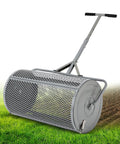 Large 27 Inch Compost Spreader for Lawn and Garden With Adjustable Handle Durable Roller Spreader on grass