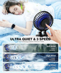 USB Desk Fan Mini Portable Personal Desktop Cooling Fan With Three Speeds, Plug In Power, Quiet Brushless Motor, 360 Degree Rotation