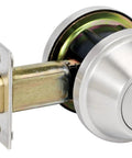 Heavy Duty Single Cylinder Deadbolt Grade 2 With Bump Stop Brushed Chrome Finish Two And Three Quarters Inch Fixed Backset One Inch Solid Core Throw Bolt Commercial Grade Door Lock Built To Last