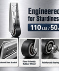 Heavy Duty Vertical Track Roller Wheels With Soft Rubber Coating, showcasing steel bracket, rubber wheel, and reinforced bearings.