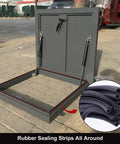 Heavy Duty Aluminum Roof Access Hatch Door With Maintenance Hatch And Security Barrier For Emergency Access In Factory Warehouse Or Home Attic Skylight Cover Rainproof Anti Theft Blackout 95x95cm, open with sealing strip